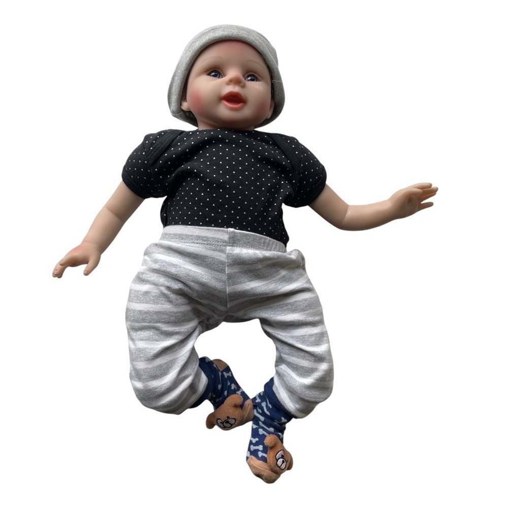 Doll 21” Real Life Like Baby Toddler Boy Handmade Vinyl Silicone Cloth realistic